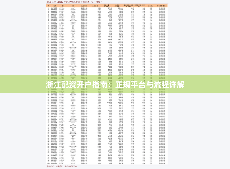 浙江配资开户指南：正规平台与流程详解